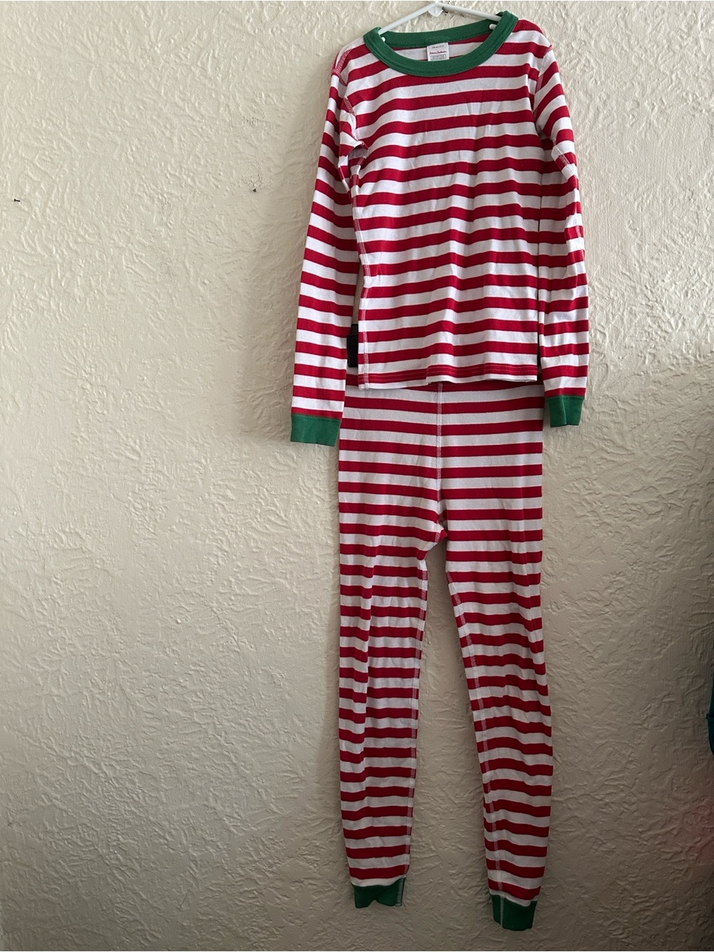 Hanna Andersson Kids Striped Long John Red & White Green Pajamas Set 12 Boy Girl